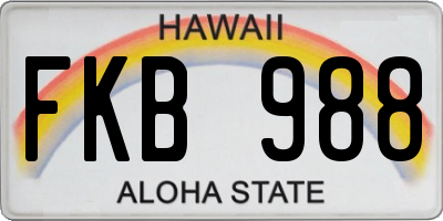 HI license plate FKB988