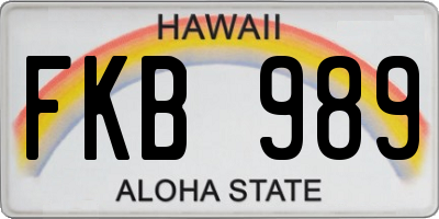HI license plate FKB989