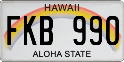 HI license plate FKB990