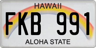 HI license plate FKB991