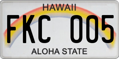 HI license plate FKC005
