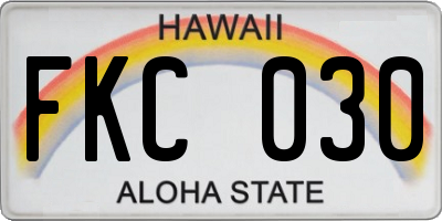 HI license plate FKC030