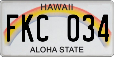 HI license plate FKC034