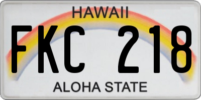 HI license plate FKC218