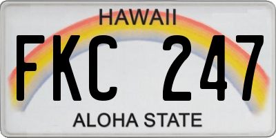 HI license plate FKC247