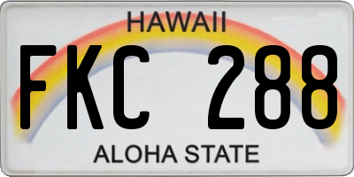 HI license plate FKC288