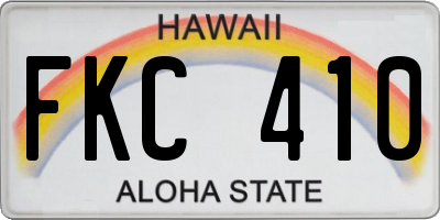HI license plate FKC410