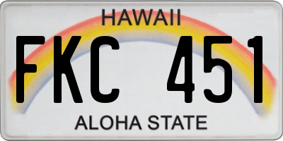 HI license plate FKC451