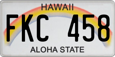 HI license plate FKC458