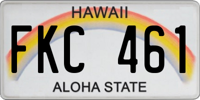 HI license plate FKC461