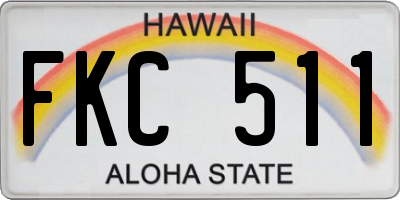 HI license plate FKC511