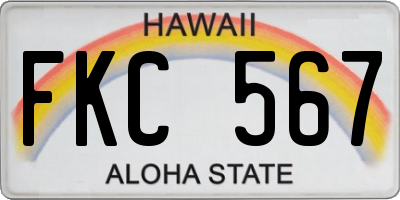 HI license plate FKC567