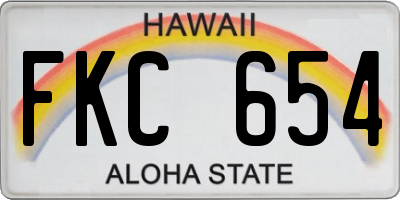 HI license plate FKC654