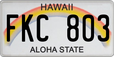 HI license plate FKC803