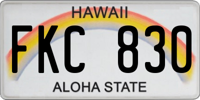 HI license plate FKC830