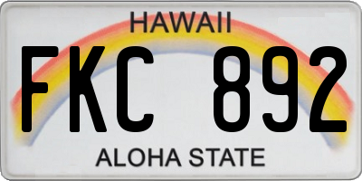 HI license plate FKC892