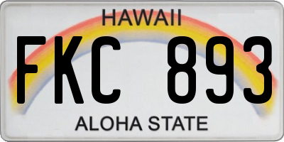 HI license plate FKC893