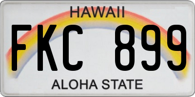 HI license plate FKC899