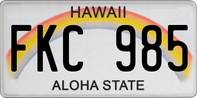 HI license plate FKC985