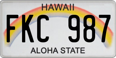 HI license plate FKC987