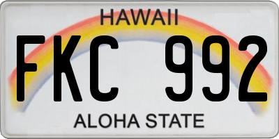 HI license plate FKC992