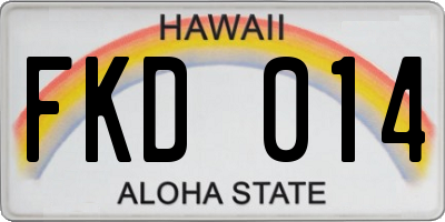 HI license plate FKD014