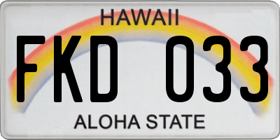 HI license plate FKD033