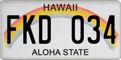 HI license plate FKD034