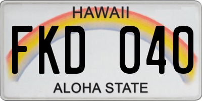 HI license plate FKD040