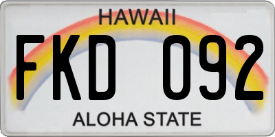 HI license plate FKD092