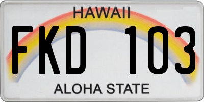 HI license plate FKD103