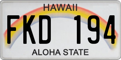 HI license plate FKD194