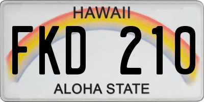 HI license plate FKD210