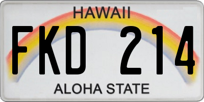 HI license plate FKD214