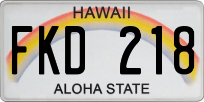 HI license plate FKD218