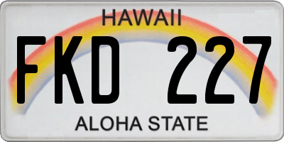 HI license plate FKD227