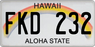 HI license plate FKD232