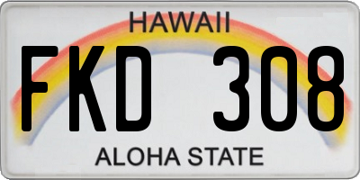 HI license plate FKD308