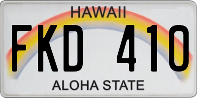 HI license plate FKD410