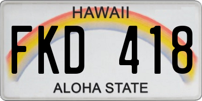 HI license plate FKD418