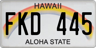 HI license plate FKD445