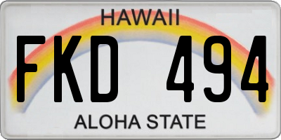 HI license plate FKD494