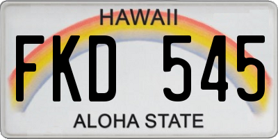 HI license plate FKD545