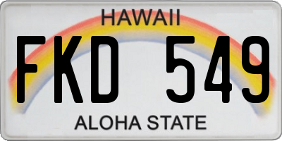HI license plate FKD549