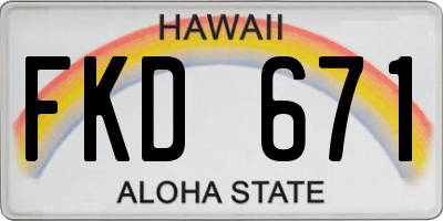 HI license plate FKD671
