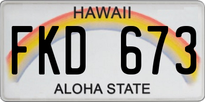 HI license plate FKD673
