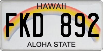 HI license plate FKD892
