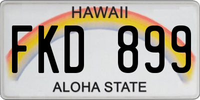 HI license plate FKD899