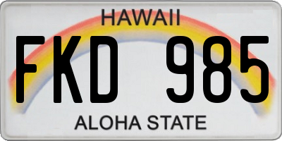 HI license plate FKD985