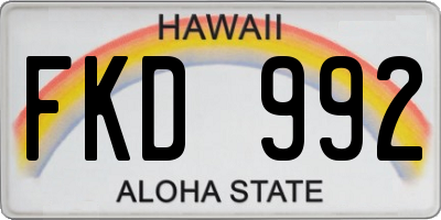 HI license plate FKD992